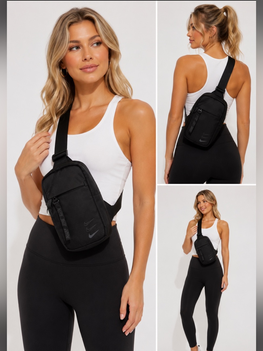 Nike Black Crossbody Sling Bag Adjustable Travel Everyday Shoulder Pack